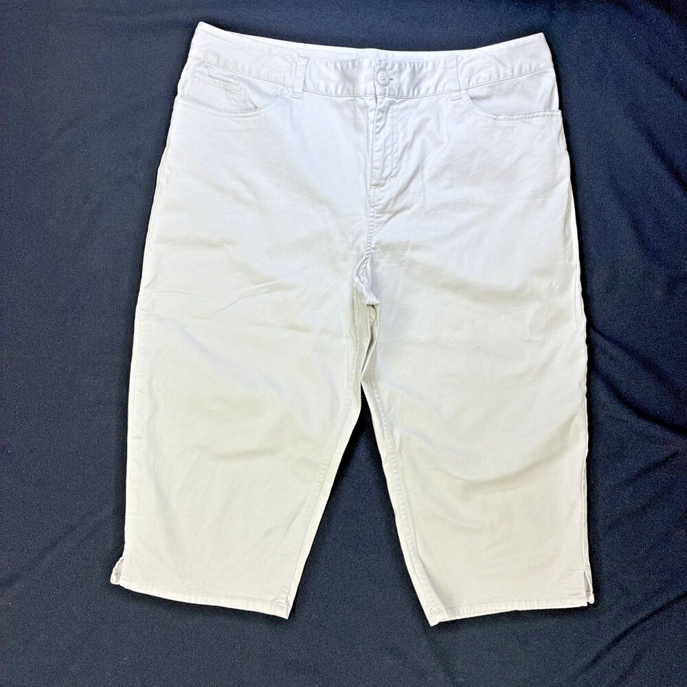 VTG Coldwater Creek Capri Pants Sz 16P High Rise Beige Tan Khaki Neutral Minimal